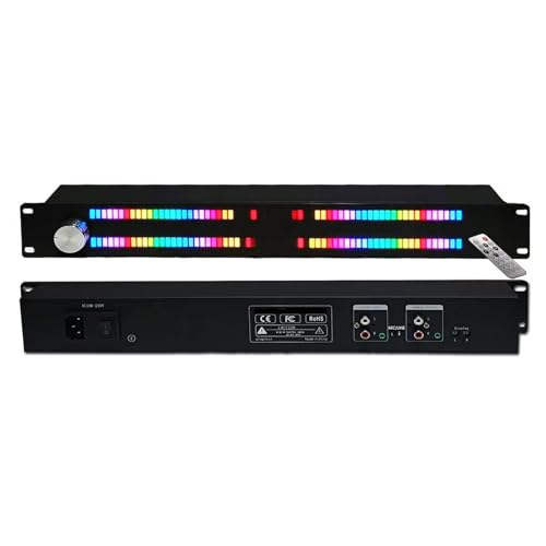 GUHPZA Led-Musikspektrumanalysator, RGB-Musikrhythmusanzeige, 11 Modi, 19 Farben Und 6 Helligkeitsstufen Einstellbar, Mit Fernbedienung, Hinterer Cinch- Und 3,5-Schni von GUHPZA