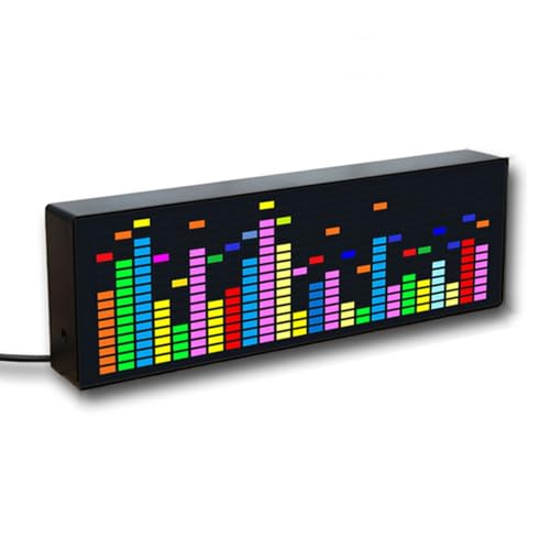 GUHPZA Led-Musikspektrumuhr, Digitaler RGB-Audiospektrumanalysator, Farbenfrohes 1624-Segment-Rhythmuslicht, Mit 20 Dynamischen Und 7-Farben-Effektanzeigen, Für Schla GUHPZA Led-Musikspektrumuhr, Digitaler RGB-Audiospektrumanalysator, Farbenfrohes 1624-Segment-Rhythmuslicht, Mit 20 Dynamischen Und 7-Farben-Effektanzeigen, Für Schla von GUHPZA