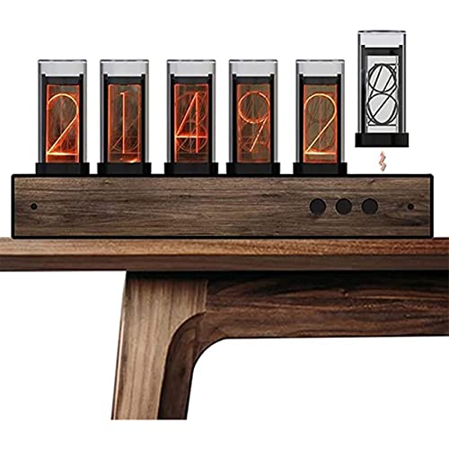 GUHPZA Led-Röhren-Tischuhr, Handgefertigte Röhrenuhr, Moderne Digitale Röhrenuhr, DREI Wecker-Sets Einstellbar, Stromversorgung Über USB, Sieben Modi, Premium-Verpacku,Black von GUHPZA