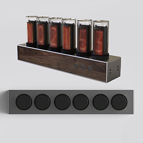 GUHPZA Led-Röhren-Tischuhr, Handgefertigte Röhrenuhr, Moderne Digitale Röhrenuhr, DREI Wecker-Sets Einstellbar, Stromversorgung Über USB, Sieben Modi, Premium-Verpacku,Silver von GUHPZA