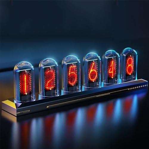 GUHPZA RGB-Leuchtröhrenuhr, Röhrenuhr Mit 1,14-Zoll-IPS-Display, Unterstützt 12/24-Stunden-Formate/Diy-Bild-Upload Und Geständnismodus, Cooler Technologiestil Und Kei von GUHPZA