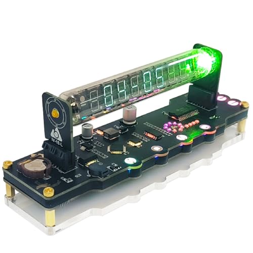 GUHPZA Tube Clock Iv18 Leuchtstoffröhrenuhr, Cyberpunk-Desktop-Dekoration, Unterstützt Zeit-/Datums-/Temperaturanzeige, Mehrere Lichtmodi von GUHPZA