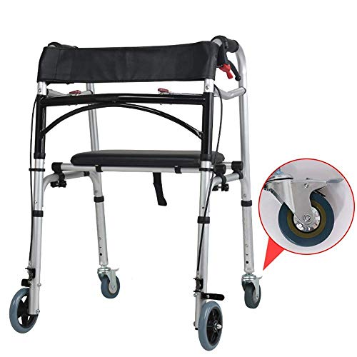 GUHPZA Zusammenklappbarer Rollator, 5-Zoll-Räder, Rollator, Leicht, Verstellbar, 6 Pfund, Gehgestell Für Erwachsene, Zusammenklappbar Für Einfache Lagerung Und Transport, Robust Und Stab,4 von GUHPZA