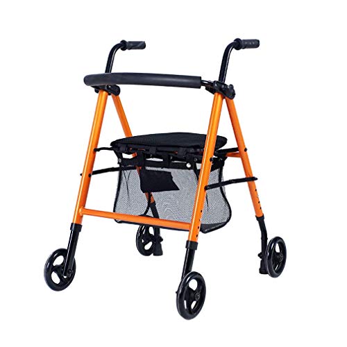 GUHPZA Zusammenklappbarer Rollator-Einkaufswagen Mit Ablagekorb | Zusammenklappbarer Rollator Für Senioren Mit 4 Rädern Und Sitz, Feststellbremsen – Höhenverstellbar – Rollstuhl-Transpor,#2 von GUHPZA