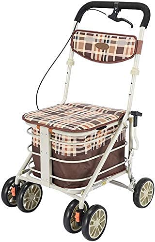 Zusammenklappbarer Rollator, Robuster Einkaufswagen Mit Sitz, 4 Räder, Gehhilfen, Zusammenklappbar, Rollator, Leichter Rahmen Aus Hochwertiger Aluminiumlegierung,B von GUHPZA