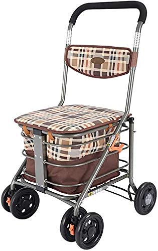 Zusammenklappbarer Rollator, Robuster Einkaufswagen Mit Sitz, 4 Räder, Gehhilfen, Zusammenklappbar, Rollator, Leichter Rahmen Aus Hochwertiger Aluminiumlegierung,C von GUHPZA