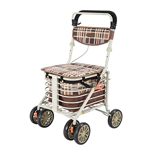 Zusammenklappbarer Rollator, Robuster Einkaufswagen Mit Sitz, 4 Räder, Zusammenklappbare Gehhilfen, Antriebsrollator, Leichter Rahmen Aus Hochwertiger Aluminiumlegierung, Verwende,A von GUHPZA