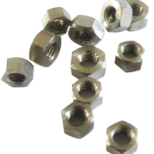GUIBEIZU DIN934 GR2 Sechskantmutter aus reinem Titan, Sechskantmuttern M1 M1,4 M1,6 M2 M2,5 M3 M4 M5 M6, CNC-gefräst(M2 10PCS) von GUIBEIZU