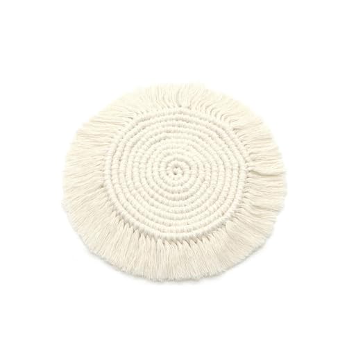 GUIBEIZU makramee wandbehang Handgewebte Weiße Untersetzer Runde rutschfeste Matten Restaurant Party Tisch Dekoration Matten Picknick Im Freien Untersetzer-beige-30 * 30cm von GUIBEIZU