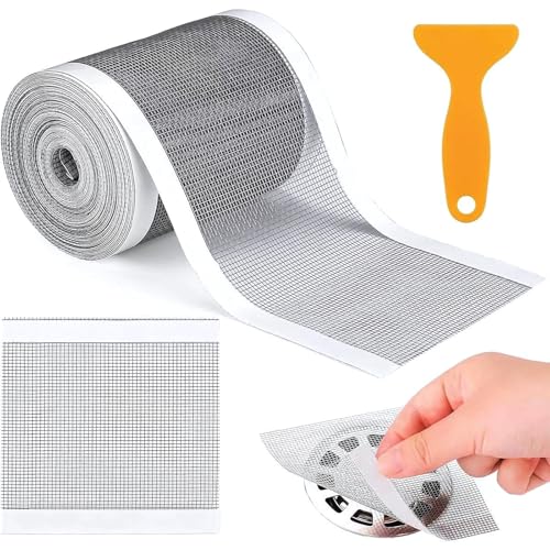 Abfluss Haarfänger Einweg GUICHENO Duschabfluss Mesh Aufkleber 100mm x10m Bodenablauffilter, PVC-Gaze Abflusssieb, Dusche Mesh Abflusssieb mit Plastikspatel für Duschrinne Bad, Küchen von GUICHENO