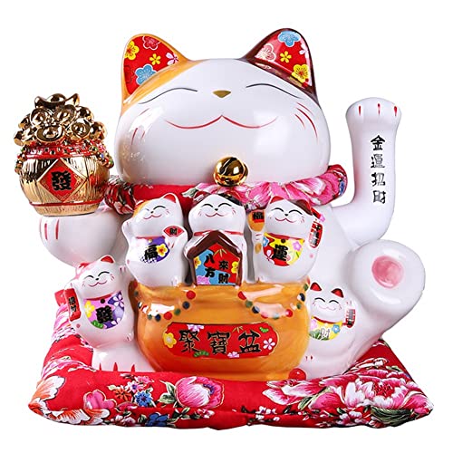 GUIJIALY 7 Keramik Winkende Katze Maneki Ornament Feng Dekoration Schaukel Katze,A von GUIJIALY