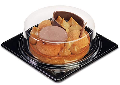 Guillin CARO161PN Dessert-Set, rund, schwarzer Hintergrund + transparenter Deckel von GUILLIN