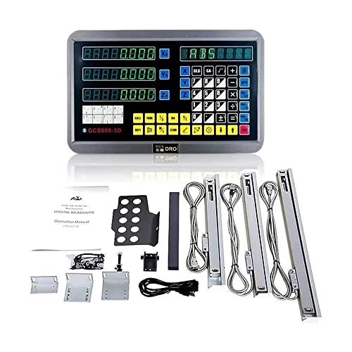3 Achse Digitalanzeige Kit GUILOPOER 5µm Digitalanzeige mit 3 Axis Linear Maßstab für CNC-Fräsen Elektronische Linearwaage Fräsmaschinen Positionsanzeige (200mm+400mm+550mm) von GUILOPOER