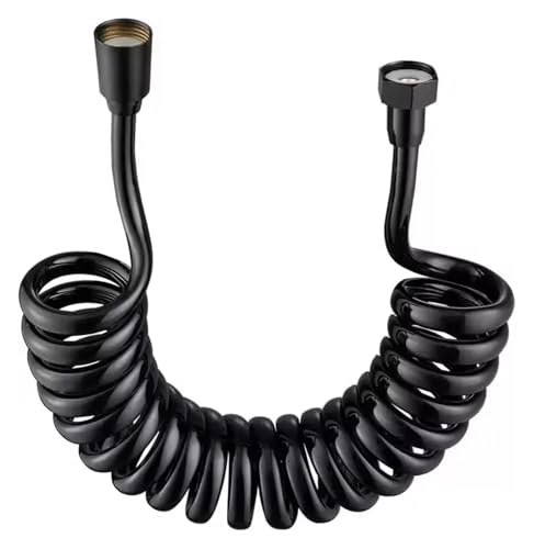 GUIPENG 1 Stücke 1,5 Mt/2 Mt/3 Mt/5 Mt Telefonleitung Frühling Brauseschlauch Toilette Bidet Badezimmerzubehör Sprayer Verbindungsrohr Flexibel(Black,2.0M) von GUIPENG