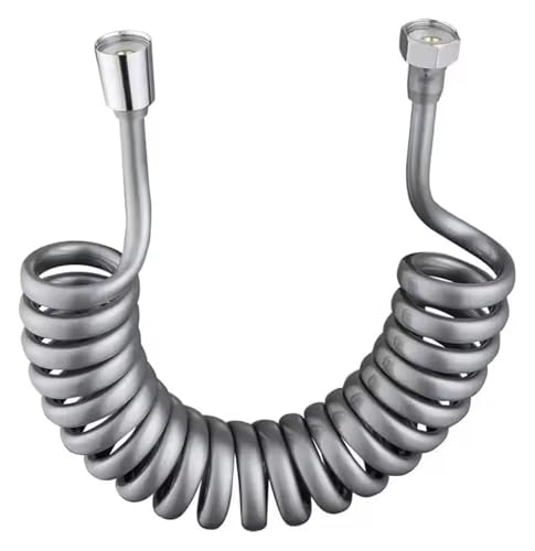 GUIPENG 1 Stücke 1,5 Mt/2 Mt/3 Mt/5 Mt Telefonleitung Frühling Brauseschlauch Toilette Bidet Badezimmerzubehör Sprayer Verbindungsrohr Flexibel(Gray,5.0M) von GUIPENG