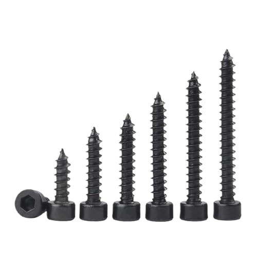 GUIPENG 10 teile/los M2 M2.6 M3 M3.5 M4 M5 M6 Hex Innensechskant-kappenkopf Selbstschneidende Schraube 8,8 Gradese Schwarz Carbon Stahl Allen Kopf Scre(5mm x10pcs,M2.6) von GUIPENG