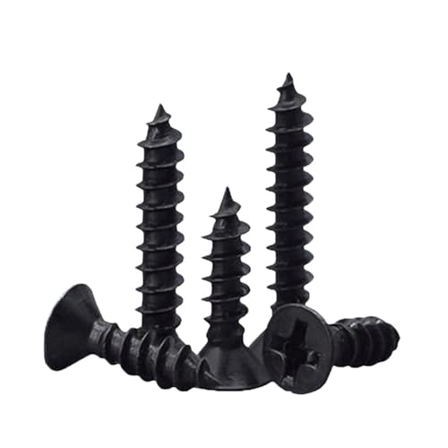 GUIPENG 100 teile/los Kreuz Senkkopf selbstschneidende Schraube M1 M1.2 M1.4 M1.5 M2 M2.6 M3 M3.5 M 4 M5 Schwarz Carbon Stahl(40mm x100pcs,M5) von GUIPENG