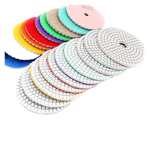 GUIPENG 1pc Diamant Polieren Pads 4 zoll Nass/Trocken Granit Beton Marmor Glas Stein Schleifen Haken Und Schleife Zurück Flexible(6000grit) von GUIPENG