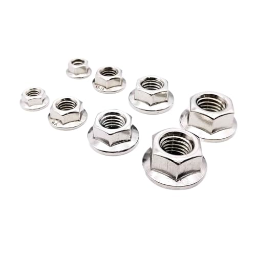 GUIPENG 2/25 Stück M3 M4 M5 M6 M8 M10 M12 Edelstahl metrisches Gewinde Sechskant Sechskantkopf gezähnte Spinlock Flanschmutter Kontermutter DIN6923(25pcs M4) von GUIPENG
