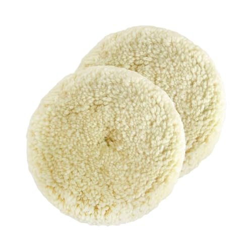 GUIPENG 2 Stück Polierpads 3 4 5 6 7 Zoll Polierpad-Set aus Naturwolle Polierscheibe for Compound-Schneiden Autokarosseriereparatur Polierpad(4 inches) von GUIPENG