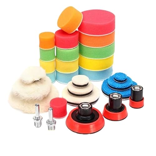 GUIPENG 29-teiliges Polierpad for Bohrer, Detail-Polierpad, gemischtes Größenset mit M14-Gewinde-Stützpad for Schleifen, Wachsen und Versiegeln von Glasuren von GUIPENG