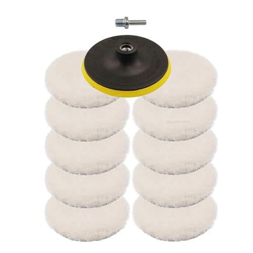 GUIPENG 3/4/5/6/7 Zoll M14 Wollfilz-Polierpad for Autolackpolierer, Glas, Edelstahl, Polnische Kratzer-Reparaturwerkzeuge(M14Kit03 12Pcs,5 inch) von GUIPENG