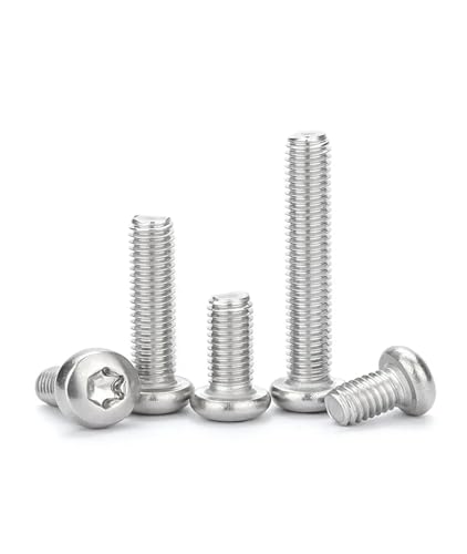 GUIPENG 30~100 Stück M2,5 M3 M4 304 A2-70 Edelstahl Sechslappen-Torx-Rundkopfschraube Maschinensicherheits-Flachkopfschraube Länge 4 20 mm(M3x5mm-100pcs) von GUIPENG