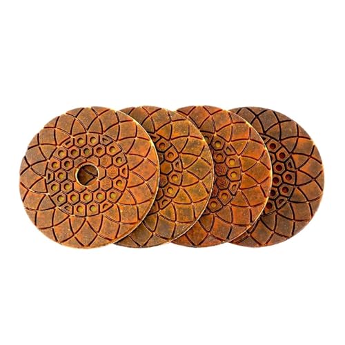GUIPENG 4 STÜCKE Nass/Trocken "/100mm Kupfer Metallgebundene Diamantpolierscheiben for Beton Granit Marmor Stein Schleifscheibe(Different 4 GRITS) von GUIPENG