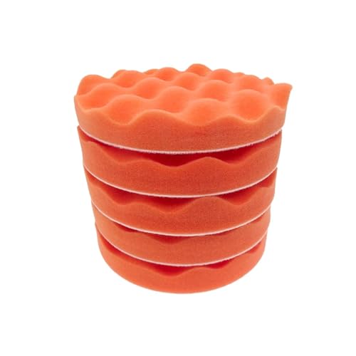 GUIPENG 5 Stück Polierpads 6 Zoll Trägerplatte Compound Schwamm Schneidpad 150 mm for Auto Puffer Polierer Compounding Waxing(Wave Orange) von GUIPENG