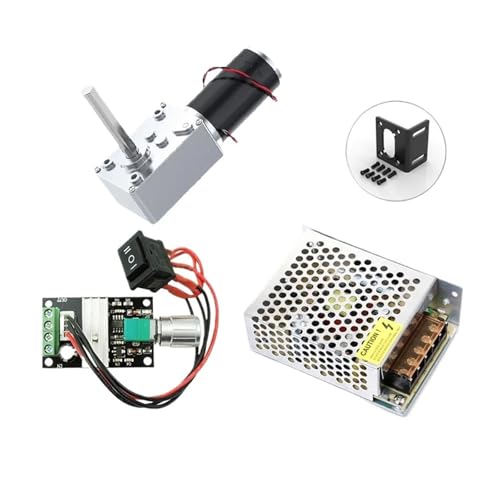 GUIPENG 5840-31ZY DC 12 V/24 V Lange Welle 51 mm Reduktionsschneckengetriebemotor Großes Drehmoment Hohe Leistung 3-100 kg/cm Reversibler selbstsichernder Motor(12V 7RPM,Package C) von GUIPENG