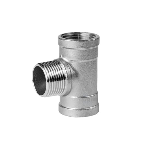 GUIPENG DN6/DN8/DN15/DN25 Männlich + männlich + Weiblich Gewinde 3 Weg T Rohr Fitting 1/4 "1/2" 3/4 "1" 1-1/4 "BSP 304 Edelstahl(Female-Male-Female,3l4 BSP) von GUIPENG