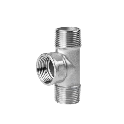 GUIPENG DN6/DN8/DN15/DN25 Männlich + männlich + Weiblich Gewinde 3 Weg T Rohr Fitting 1/4 "1/2" 3/4 "1" 1-1/4 "BSP 304 Edelstahl(Male-Female-Male,G2.5 BSP) von GUIPENG
