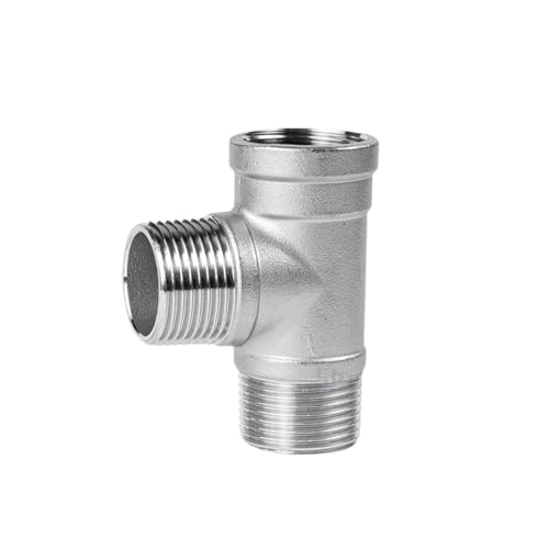 GUIPENG DN6/DN8/DN15/DN25 Männlich + männlich + Weiblich Gewinde 3 Weg T Rohr Fitting 1/4 "1/2" 3/4 "1" 1-1/4 "BSP 304 Edelstahl(Male-Male-Female,G1.5 BSP) von GUIPENG