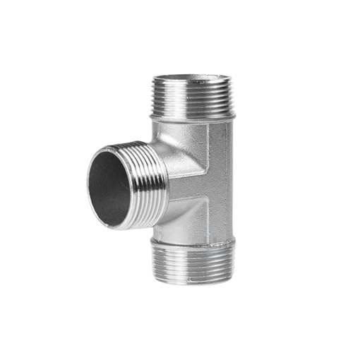 GUIPENG DN6/DN8/DN15/DN25 Männlich + männlich + Weiblich Gewinde 3 Weg T Rohr Fitting 1/4 "1/2" 3/4 "1" 1-1/4 "BSP 304 Edelstahl(Male-Male-Male,G1 BSP) von GUIPENG
