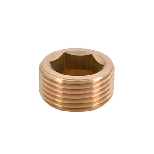 GUIPENG Kupfer 1/8" 1/4" 3/8" 1/2" 3/4" 1" Außengewinde/Innengewinde Messingrohr Sechskantkopf Endkappe Stecker Fitting Kupplung Anschlussadapter(Hexagon plug,1") von GUIPENG