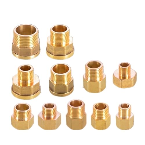 GUIPENG Messing 1/8 1/4 3/8 Innen- und Außengewinde Sechskantbuchse Reduzierstück Kupferrohrverschraubung Wasser-Gas-Adapter Koppler-Anschluss(1l4F to 1l2M) von GUIPENG