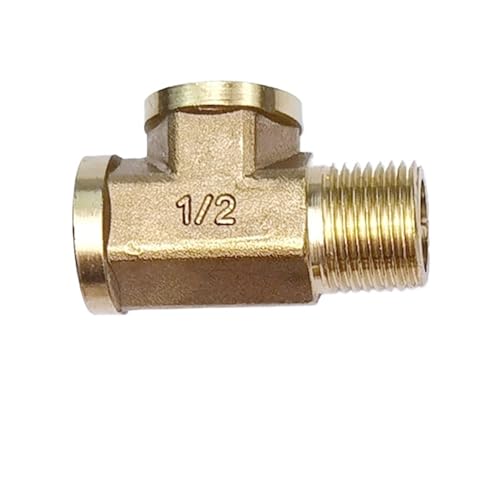 GUIPENG Pneumatische Sanitär Messing Rohr Fitting Männlichen/Weiblichen Gewinde 1/8 1/4 3/8 1/2 BSP T Typ Kupfer Armaturen Wasser Öl gas Adapter(Female-F-M,1/2") von GUIPENG