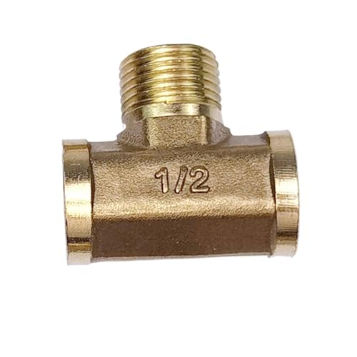 GUIPENG Pneumatische Sanitär Messing Rohr Fitting Männlichen/Weiblichen Gewinde 1/8 1/4 3/8 1/2 BSP T Typ Kupfer Armaturen Wasser Öl gas Adapter(Female-M-F,1/2") von GUIPENG