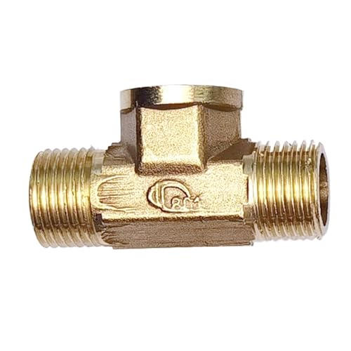 GUIPENG Pneumatische Sanitär Messing Rohr Fitting Männlichen/Weiblichen Gewinde 1/8 1/4 3/8 1/2 BSP T Typ Kupfer Armaturen Wasser Öl gas Adapter(Male-F-M,3/4") von GUIPENG