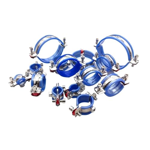 GUIPENG Rohrschelle aus Edelstahl 304 mit blauem Kissen, 19–102 mm, Rohrhalter, M8-Gewinde, Befestigungshalterung for hydraulische PVC-Sanitärrohre(Fit 80-89mm OD Tube) von GUIPENG