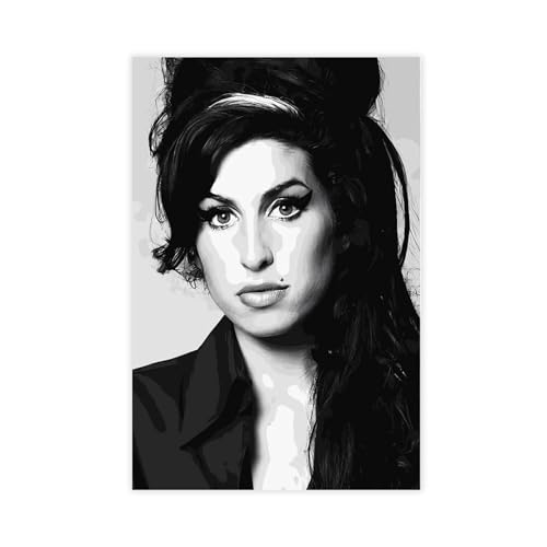 GUITDW Poster "Sängerin Amy Winehouse", Leinwandposter, Schlafzimmer-Dekor, Sportlandschaft, Büro, Raumdekoration, Geschenk, ungerahmt, 50 x 75 cm von GUITDW