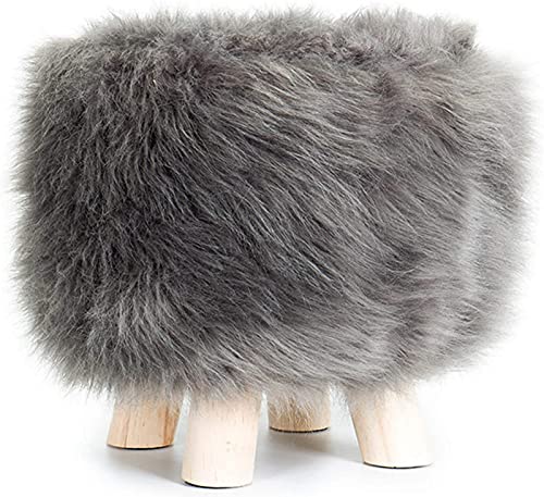 GUIXAN Fußhocker Fußhocker Ottomane,Pouf Fußstütze,Weicher Pelziger Kompakter Wechselschuhhocker,Für Zuhause Wohnzimmer Schlafzimmer-Dunkelgrau. 28x28x28cm Wohndekor-Hocker von GUIXAN