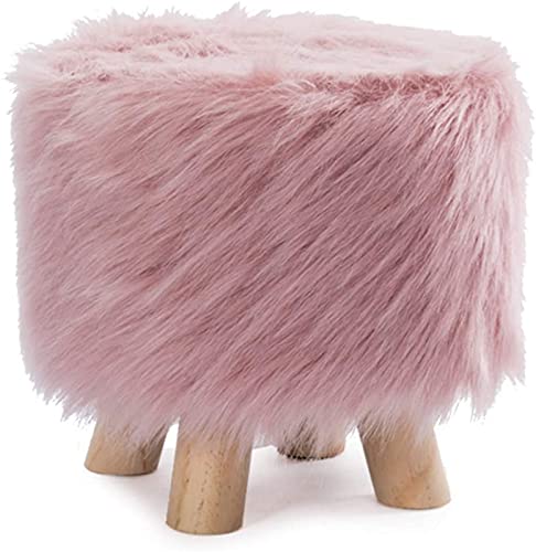 GUIXAN Fußhocker Fußhocker Ottomane,Pouf Fußstütze,Weicher Pelziger Kompakter Wechselschuhhocker,Für Zuhause Wohnzimmer Schlafzimmer-Rosa. 28x28x28cm Wohndekor-Hocker von GUIXAN