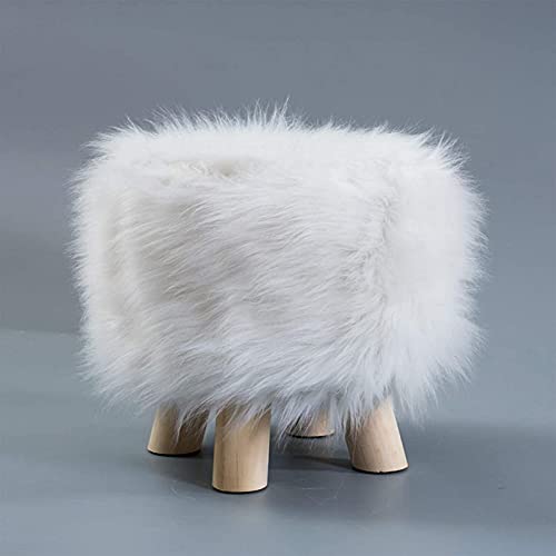 GUIXAN Fußhocker Fußhocker Ottomane,Pouf Fußstütze,Weicher Pelziger Kompakter Wechselschuhhocker,Für Zuhause Wohnzimmer Schlafzimmer-Weiß. 28x28x28cm Wohndekor-Hocker von GUIXAN