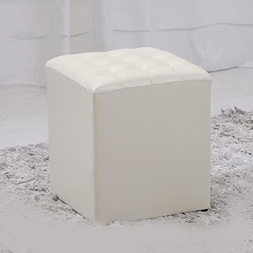 GUIXAN Fußhocker Quadratischer Fußhocker Leder-Fußhocker Weicher Fußhocker Schuhwechselhocker Rutschfester Fußhocker Leicht zu reinigender Fußhocker,Beige-36x36x40cm von GUIXAN