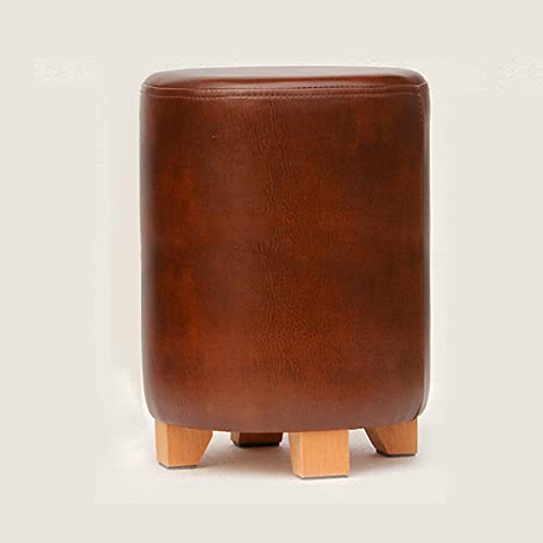 GUIXAN Ottomane Fußhocker Runder Fußhocker Holzbeine Fußhocker Ottomane für das Schlafzimmer Fußhocker für das Wohnzimmer Hocker Frisiertischhocker,Braun- 29x29x40cm von GUIXAN