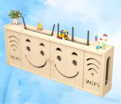 GUIXAN Router Shelf Wall Mounted Router Bracket Floating Shelves Wall Storage Box Wireless Router Sort Hider,A-71x28cm von GUIXAN