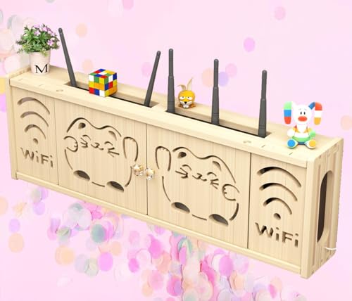 GUIXAN Router Shelf Wall Mounted WiFi Router Storage Box Floating Shelves Wall Shelf for Cable Box WiFi Router Shelf Extension,B-71x24cm von GUIXAN