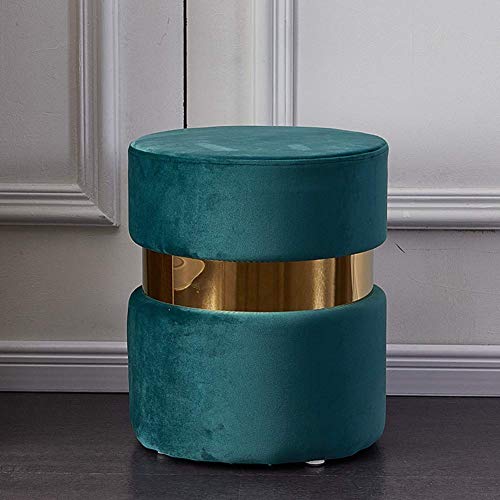 GUIXAN Samt Ottomane,moderner Runder Fußstützenhocker Bequemer Verdickter Gepolsterter Fußhocker Getufteter Schminktisch Kurze Hocker Mit Goldrand-a 36x45cm(14x18inch) von GUIXAN