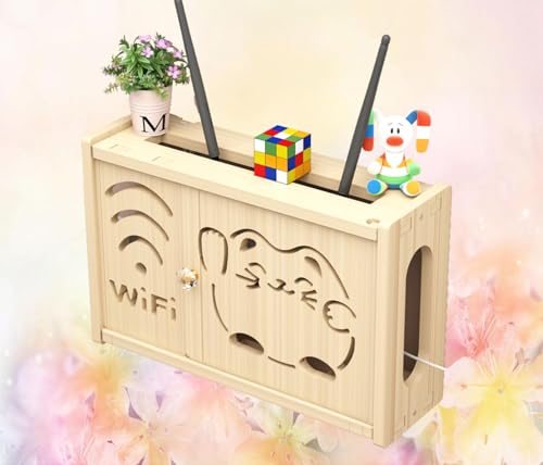 GUIXAN WiFi Router Storage Box Large WiFi Shelf Box Wall Mounted Wall Storage Box Floating Shelf Bracket,B-36x24cm von GUIXAN